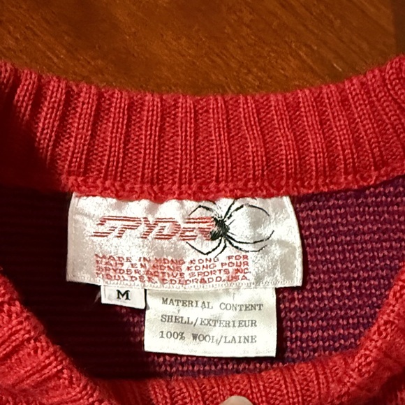 Vintage spyder 💯 wool Red and Blue Geometric Pattern Sweater - Picture 4 of 5